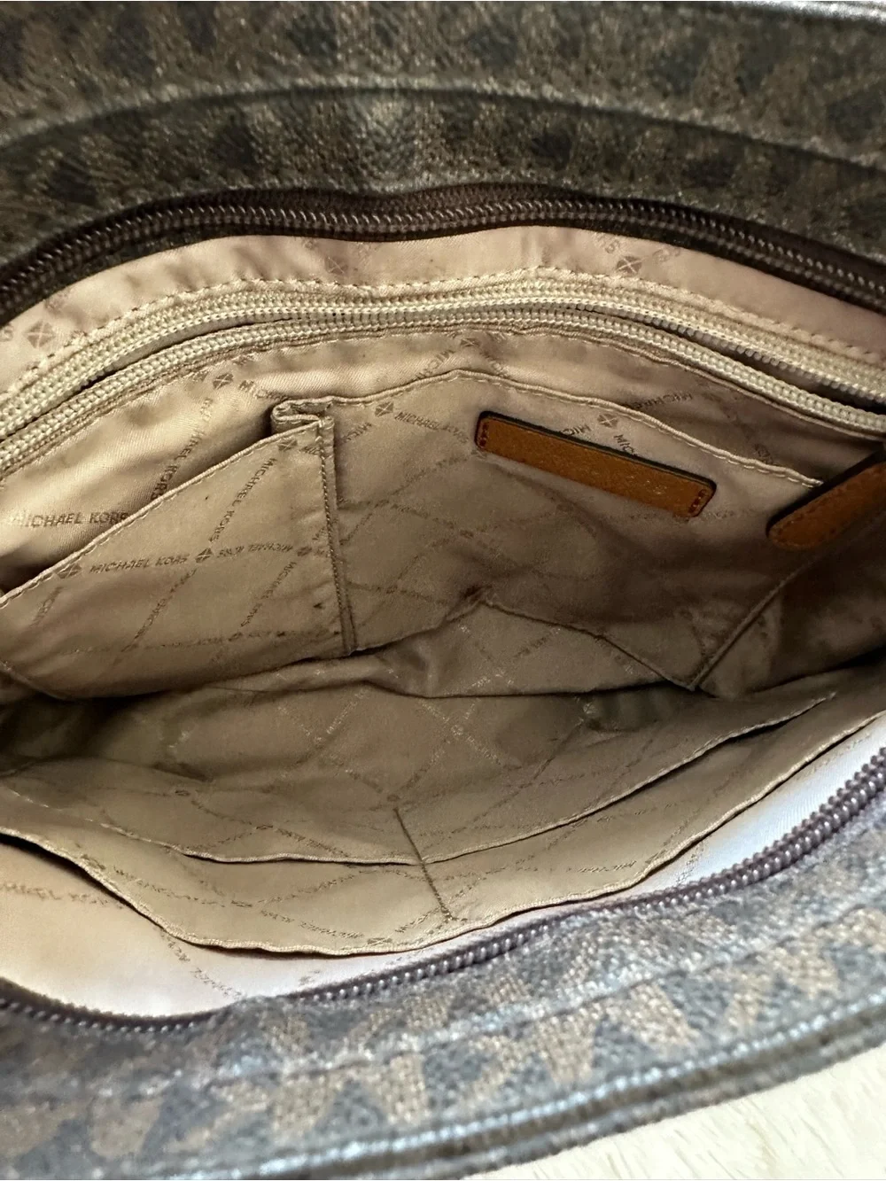 Michael Kors Jet Set Brown MK Signature Coated Canvas Crossbody Messenger Bag